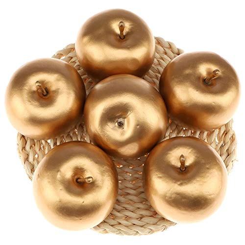 Gresorth 6 PCS Artificial Gold Apple Fake Apples Fruit Home Party Christmas Decoration