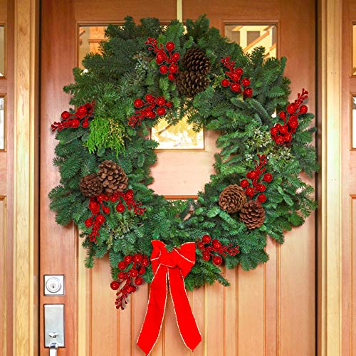 Whaline 12Pcs Christmas Glitter Berries Stems 8.3 Inch Artificial Fruit Berry Picks Holly Berry Twig for Xmas Tree Ornament DIY Craft Christmas Wreath Garland Winter Holiday Decoration, Red