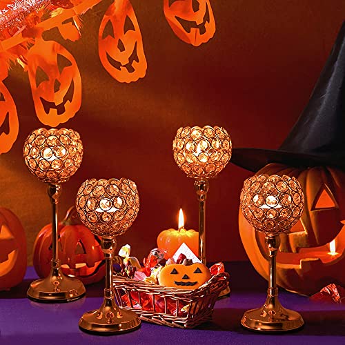 Gold Crystal Candlestick Holders - Christmas Table Decor