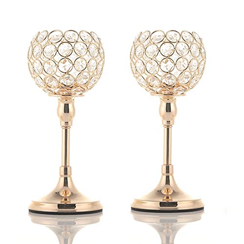 Gold Crystal Candlestick Holders - Christmas Table Decor
