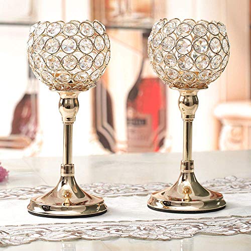 Gold Crystal Candlestick Holders - Christmas Table Decor
