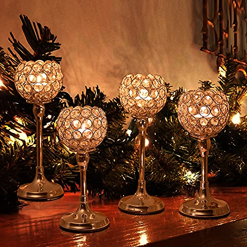 Gold Crystal Candlestick Holders - Christmas Table Decor