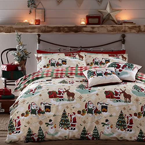 Cheerful Jolly Santa Double Duvet Cover Set