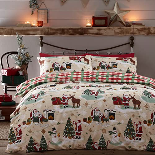 Cheerful Jolly Santa Double Duvet Cover Set