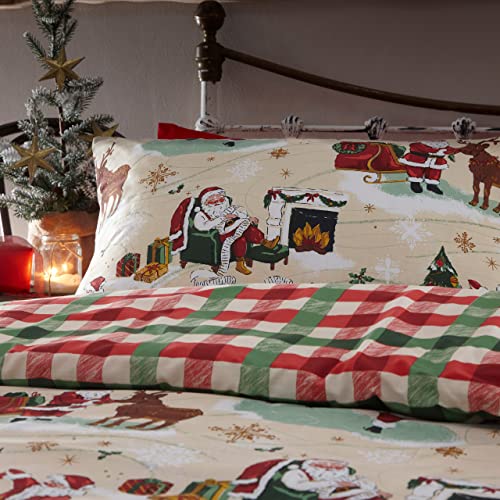 Cheerful Jolly Santa Double Duvet Cover Set