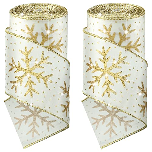 Snowflake Wired Ribbon - 2 Rolls, 12 Yards