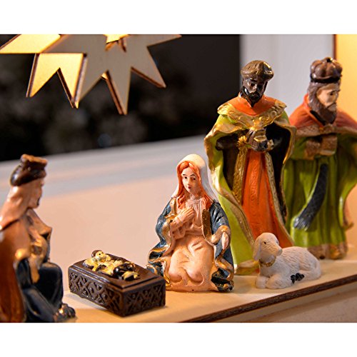 Christmas Nativity Scene: 8 Warm LED Lights, 26cm