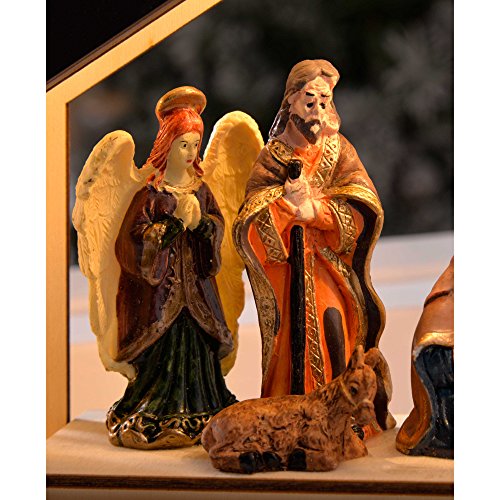 Christmas Nativity Scene: 8 Warm LED Lights, 26cm