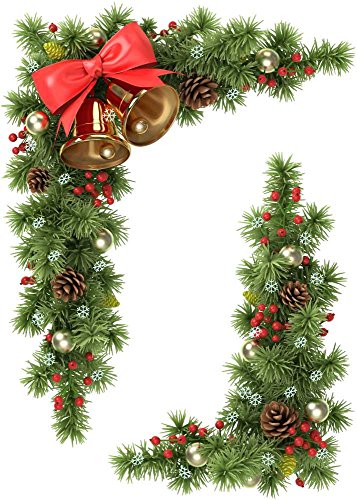 2 Small Fir Cone and Bell Christmas Window Clings