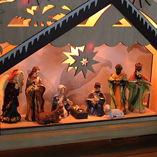 Christmas Nativity Scene: 8 Warm LED Lights, 26cm