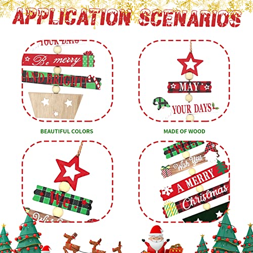 2 Pcs Christmas Tree Wooden Decoration, Xmas Hanging Tree Ornaments Christmas Wood Tree Pendant Baubles Creative Wood Crafts Accessories for Christmas Tree Home Window Door Decor Party Supplies