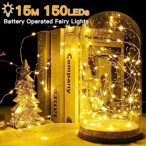 15m Fairy Lights, 150 LEDs, Waterproof, Warm White