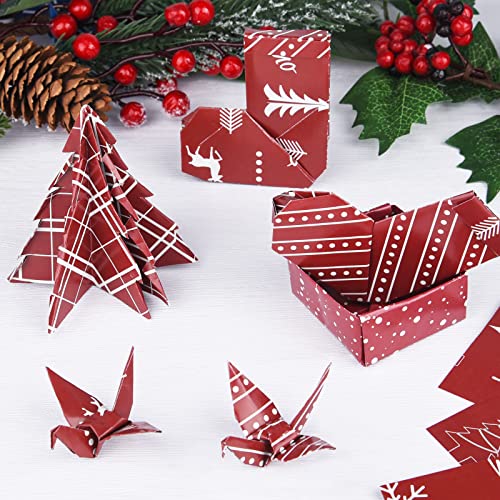 MIAHART 30 Sheets Merry Christmas Pattern Paper Set A4 Size 10 Designs Festival Decorative Craft Paper Double-Sided for Card Making Scrapbook, Red and White