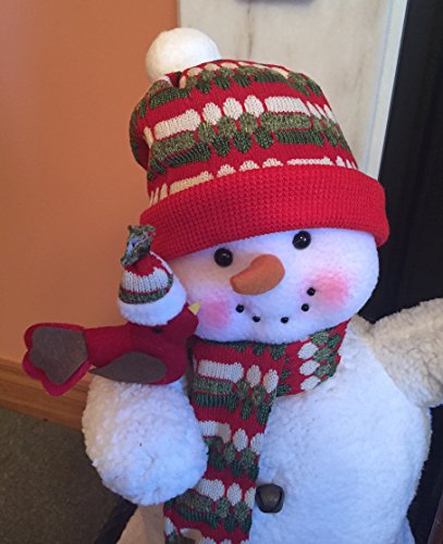 Large Smiley Fireside Snowman dressed in hat & scarf with broom Christmas Decoration