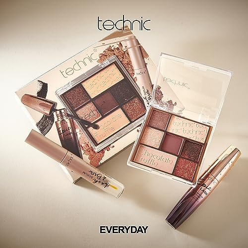 Technic 3Pc Chocolate Truffle Eye Make Up Gift Set - Lash & Brow Serum, 7 Shade Eyeshadow Palette & Epic Lash Mascara - Vegan and Cruelty Free
