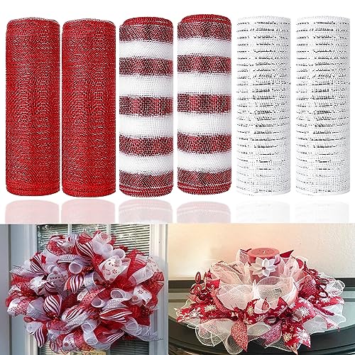 6 Pack Christmas Deco Mesh Ribbon Rolls