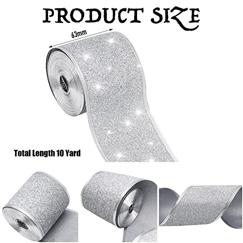 Christmas Glitter Sparkling Ribbon Roll - 63mm Wide