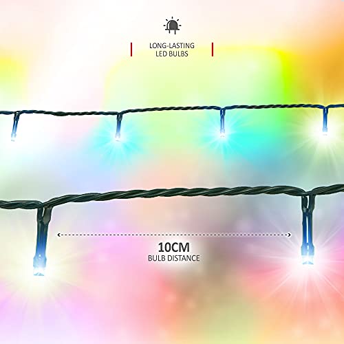 NETTA Christmas Tree Fairy Lights - 100 LED Multi-Colour with 8 Different Modes; for Outdoor & Indoor Use, Plug in Xmas Party Decorations - 100 LED/ 10M Lit-Length