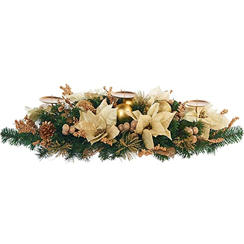Christmas Candle Holder: Pre-Decorated Table Centerpiece, Green