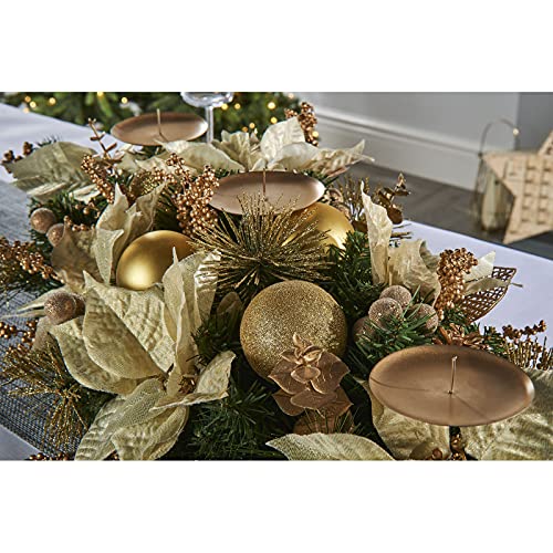 Christmas Candle Holder: Pre-Decorated Table Centerpiece, Green