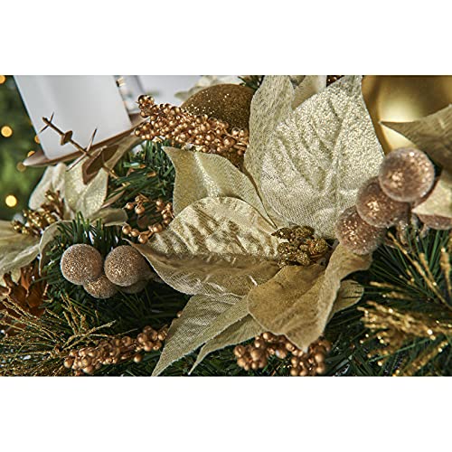 Christmas Candle Holder: Pre-Decorated Table Centerpiece, Green