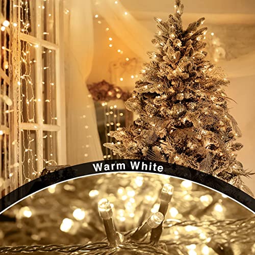 ANSIO® Christmas Lights 100 LED 10m/32ft Christmas Tree Lights for Indoor & Outdoor Warm White Decorations Fairy String Lights for Xmas Garden Bedroom & Party | Mains Powered Clear Cable