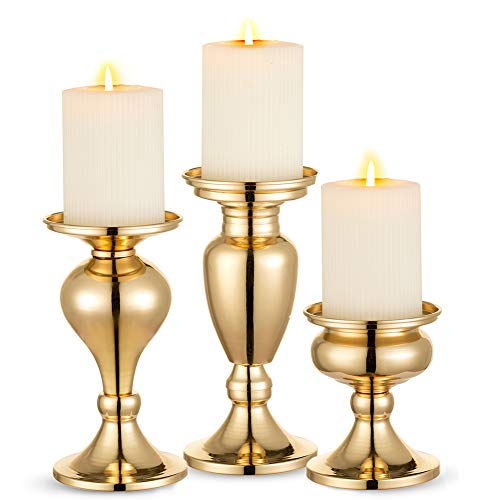 Vintage Gold Metal Candle Holders Set of 3