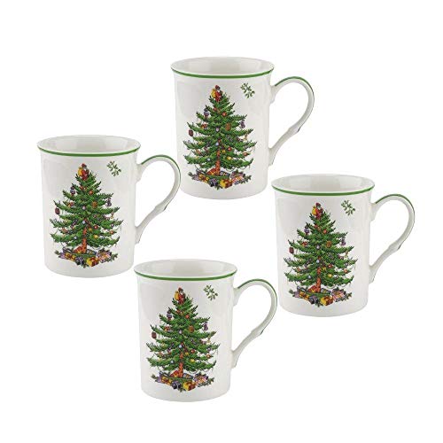 Christmas Tree Spode 4 Mugs, 12 oz
