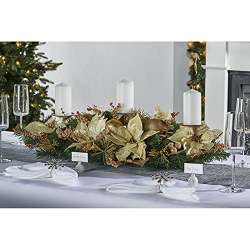 Christmas Candle Holder: Pre-Decorated Table Centerpiece, Green