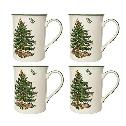 Christmas Tree Spode 4 Mugs, 12 oz