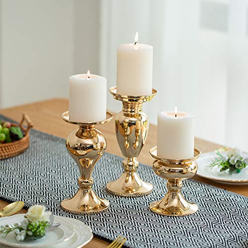 Vintage Gold Metal Candle Holders Set of 3