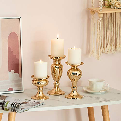 Vintage Gold Metal Candle Holders Set of 3