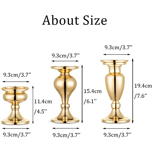 Vintage Gold Metal Candle Holders Set of 3