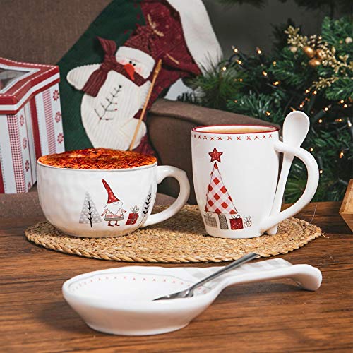 Festive Patchwork Christmas Cappuccino Cups Set - 2x 500ml