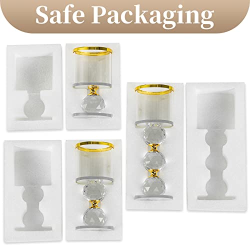 Sparkling 3-Piece Crystal Candle Holder Set: Festive Gold Rim