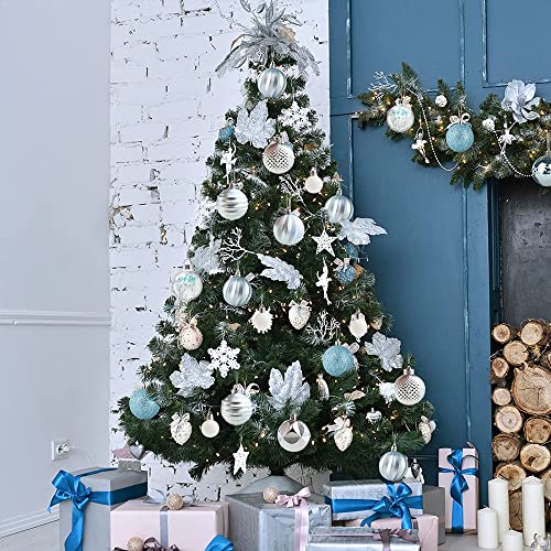 TXErfolg 10pcs 6CM Christmas Balls 16pcs 3CM Sparkling Christmas Tree Balls Christmas Tree Ornaments Blue White Mini Christmas Tree Balls Wedding Party Decorations Hanging Ball Decorations