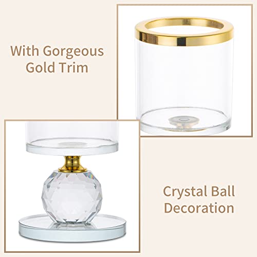 Sparkling 3-Piece Crystal Candle Holder Set: Festive Gold Rim