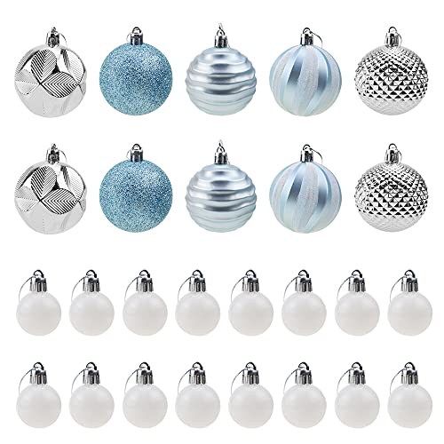 TXErfolg 10pcs 6CM Christmas Balls 16pcs 3CM Sparkling Christmas Tree Balls Christmas Tree Ornaments Blue White Mini Christmas Tree Balls Wedding Party Decorations Hanging Ball Decorations