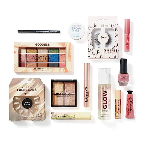 Technic 13Pc Showstopper Gift Set - A Selection of 13 Makeup Products for Eyes, Cheeks, Face, Lips & Nails in a Readymade Gift Box - Great Value Set - Vegan and Cruelty Free