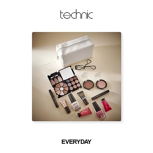 Technic Cosmetic Bag Set - Full Make Up Kit - 14 Mini Essentials for Eyes, Lips, Face & Nails In a Portable Storage Bag - Perfect For Overnight Trips and Holidays - Vegan and Cruelty Free