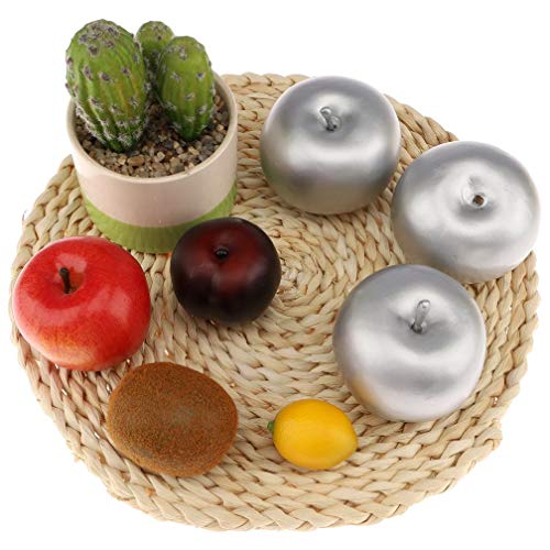Gresorth 6 PCS Artificial Silver Apple Fake Apples Fruit Home Party Christmas Decoration
