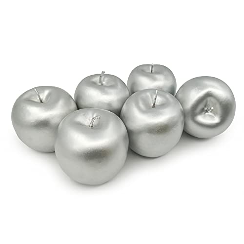 Lorigun 6 Pcs Artificial Silver Apples Silver Fruit Crafts Home Decoration Christmas Décor