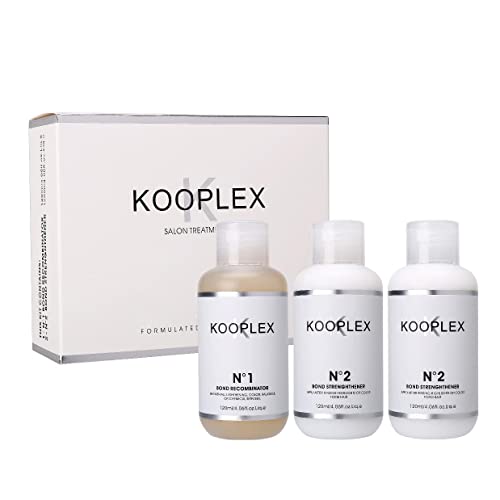 Kooplex Salon & Home Use Bond Hair Repair Treatment Kit for Damaged Bleached Hair, For use with Bleach/Colour/Perm/Keratin Treatment, Protection for All Hair Types, No.1 (120ml) & No.2 (240ml)