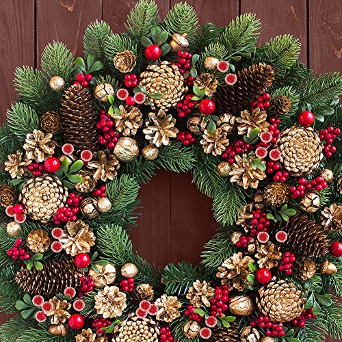 VDSOW Christmas Artificial Holly Berries 100Pcs Frosted Red Berry Picks Wreath Making Supplies Crafting Mini Artificial Berries Fruit Flower Ornament for Xmas Tree Wreaths Decorations DIY Craft