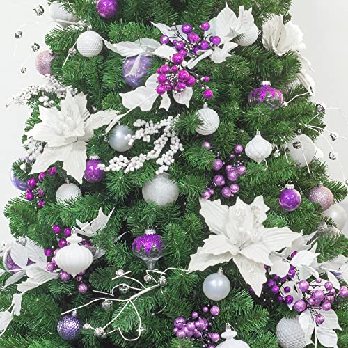 Art Beauty Purple Christmas Berry Picks Decorations Pack of 9 Artificial Glittered Berries Stems Crafts Tree Decoration Ornaments for Xmas Tree Topper Wedding Centerpiece