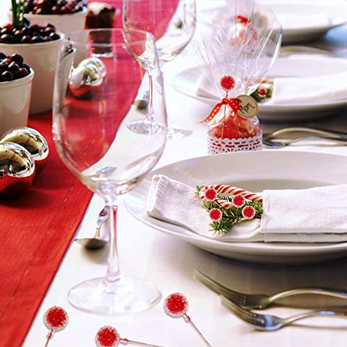 VDSOW Christmas Artificial Holly Berries 100Pcs Frosted Red Berry Picks Wreath Making Supplies Crafting Mini Artificial Berries Fruit Flower Ornament for Xmas Tree Wreaths Decorations DIY Craft