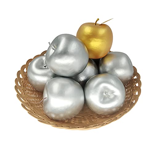 Lorigun 6 Pcs Artificial Silver Apples Silver Fruit Crafts Home Decoration Christmas Décor