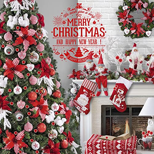 VDSOW Christmas Artificial Holly Berries 100Pcs Frosted Red Berry Picks Wreath Making Supplies Crafting Mini Artificial Berries Fruit Flower Ornament for Xmas Tree Wreaths Decorations DIY Craft
