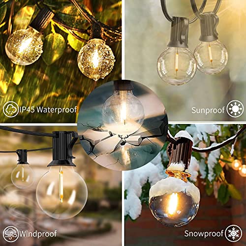 Yuucio Outdoor String Lights 150FT/ 45M, Festoon Light Mains Powered with 75+2 G40 Plastic LED Bulbs Waterproof IP44 Hanging Globe Lighting for Garden Patio Party Bar Porch Balcony Decor