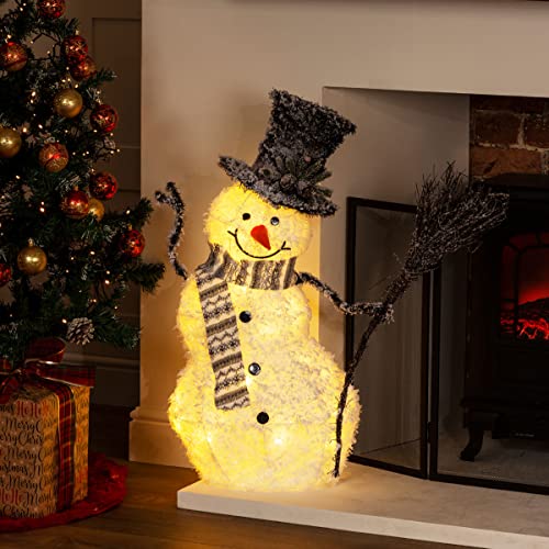 Christmas Village Light up Glitter Snowman Decoration 35 LEDs Warm Light, 